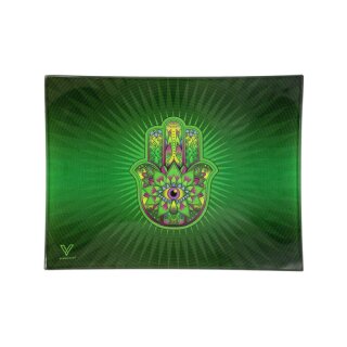 Glass Rolling Tray - Hamsa Green (16cm x 12cm)