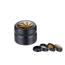 Alu Grinder 4-teilig 60mm Hanfblatt Schwarz/Gold